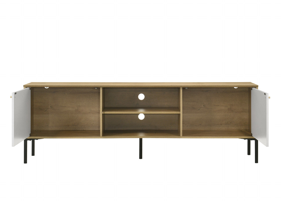 Bacco 70"W White and Oak 2-Door TV Stand