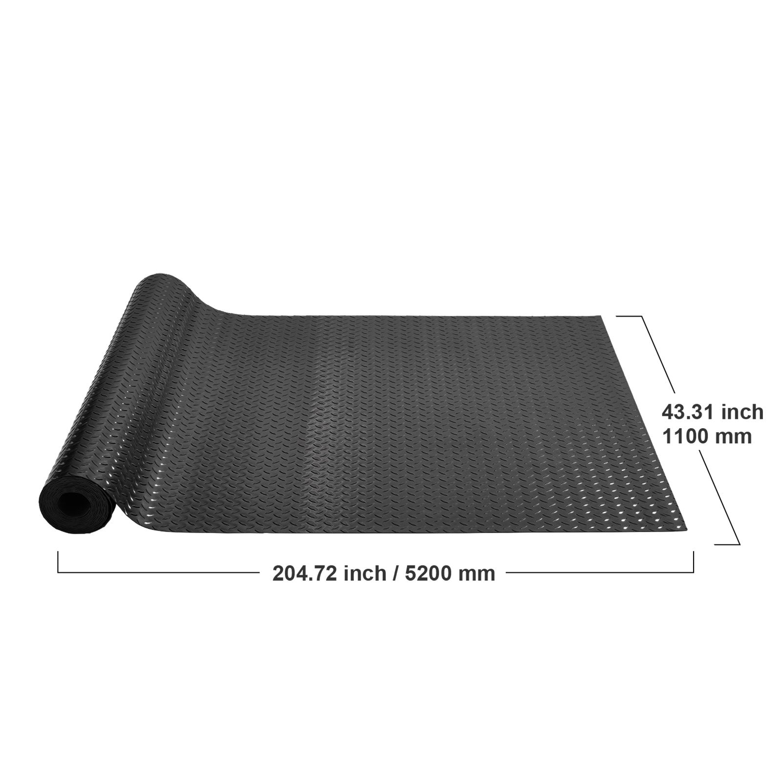 Garage Floor Mats 2 Rolls 17 x 3.6 Ft Garage Mat 2.5mm Thickness Black Garage Flooring PVC Garage Mats for Under Car