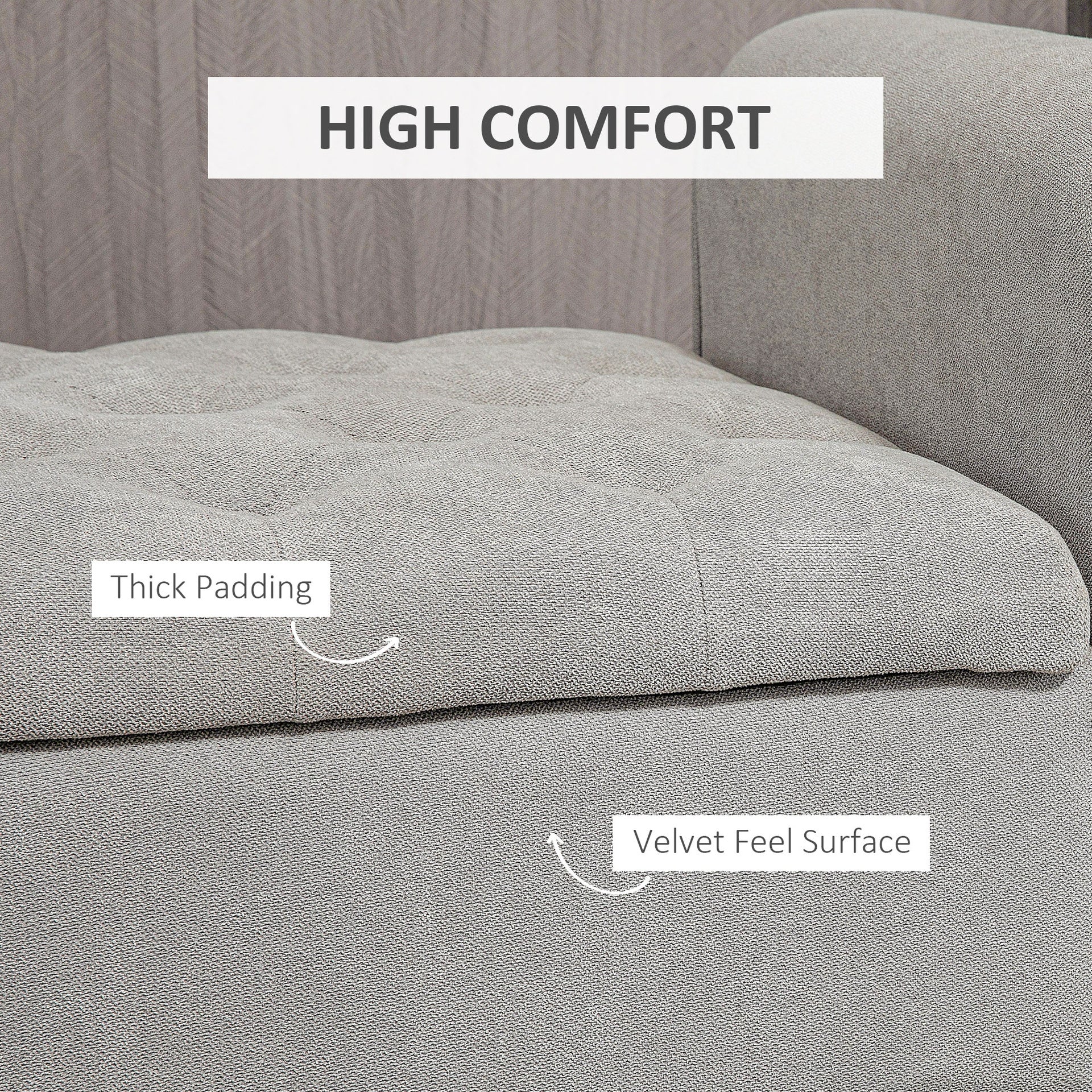 HOMCOM 50" Storage Ottoman Bench, Upholstered End of Bed Bench with Rolled Arms, Wood Legs, Button Tufted Storage Bench with Safety Hinges for Living Room, Entryway, Bedroom, Gray