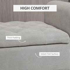 HOMCOM 50" Storage Ottoman Bench, Upholstered End of Bed Bench with Rolled Arms, Wood Legs, Button Tufted Storage Bench with Safety Hinges for Living Room, Entryway, Bedroom, Gray