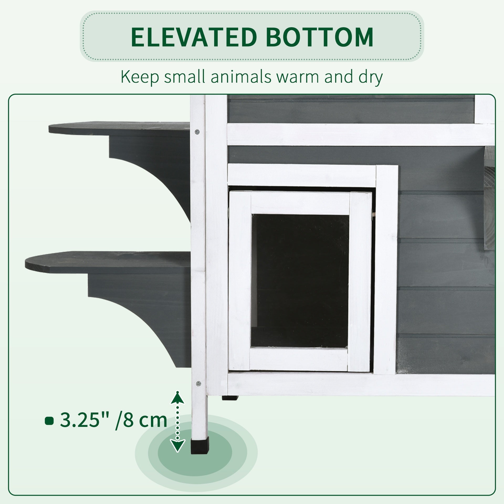 PawHut 2-story Cat House Outdoor, Weatherproof Wooden Cat Enclosure for Feral Cats with Escape Door, Openable Roof, Jumping Platforms, Gray