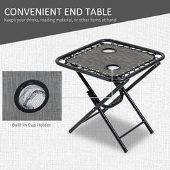 Outsunny Zero Gravity Chair Set with Side Table, Folding Reclining Chair with Cupholders & Pillows, Adjustable Lounge Chair for Pool, Backyard, Lawn, Beach, Gray