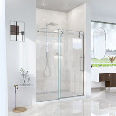 56"-60"W*72" H Frameless Single Sliding Shower Door – 5/16" (8mm) Clear Tempered Glass, Bypass Design with Chrome Finish