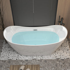 59 "Acrylic freestanding tub, Gloss white,  with chrome overflow and pop-up Drain, CUPC Certified