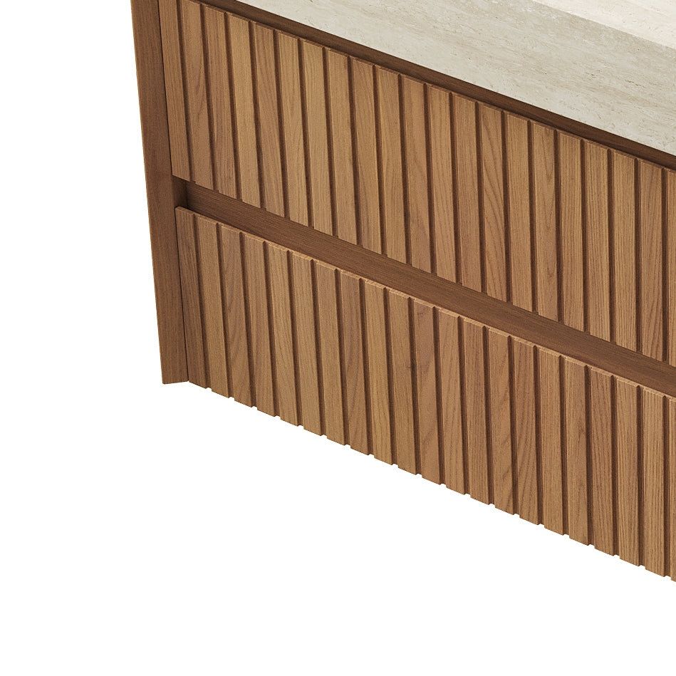 TILLEY 30'' Wall-Mounted Cabinet with 2 Drawers, NO Countertop and Basin, NO Faucet and Drain, Pre-assembled, Brown Oak Woodgrain Color
