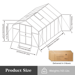 Newly Design Greenhouse 8x12 FT Polycarbonate Greenhouse Raised Base and Anchor Aluminum Heavy Duty Walk-in Greenhouses for Outdoor Backyard in All Season