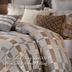 9 PCS King Jacquard Oversized Duvet Style Comforter Set Taupe