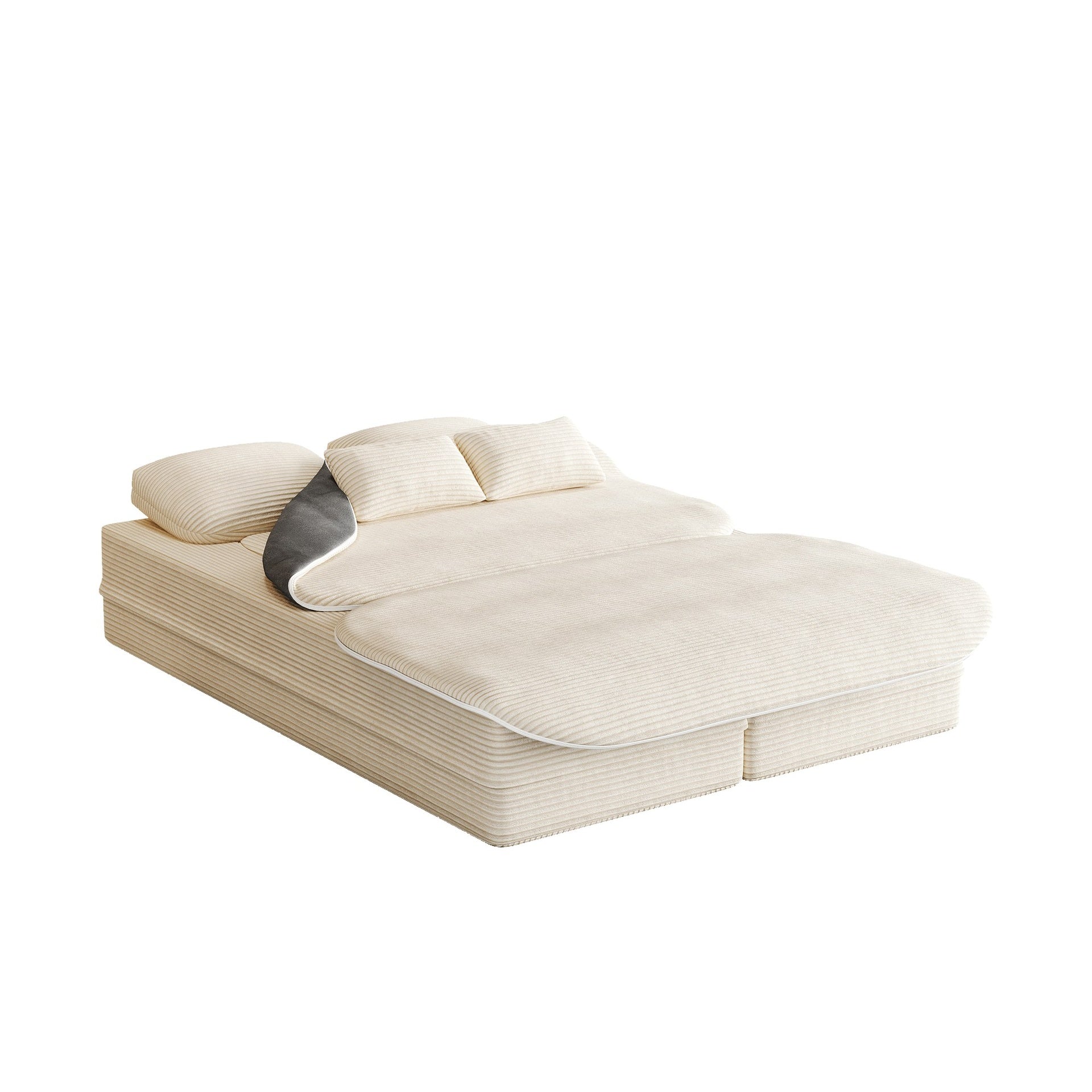 75''2-in-1 Foldable Sofa,Convertible Sleeper Foam Sofa Bed with Multi Functional Blanket, Corduroy Floor folding sofa bed,  Floor Sofa Lounge Sofa for Living Room Bedroom Lounge Studio