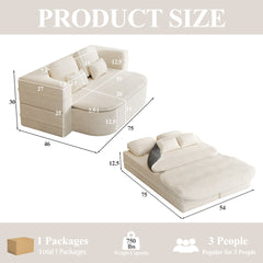 75''2-in-1 Foldable Sofa,Convertible Sleeper Foam Sofa Bed with Multi Functional Blanket, Corduroy Floor folding sofa bed,  Floor Sofa Lounge Sofa for Living Room Bedroom Lounge Studio