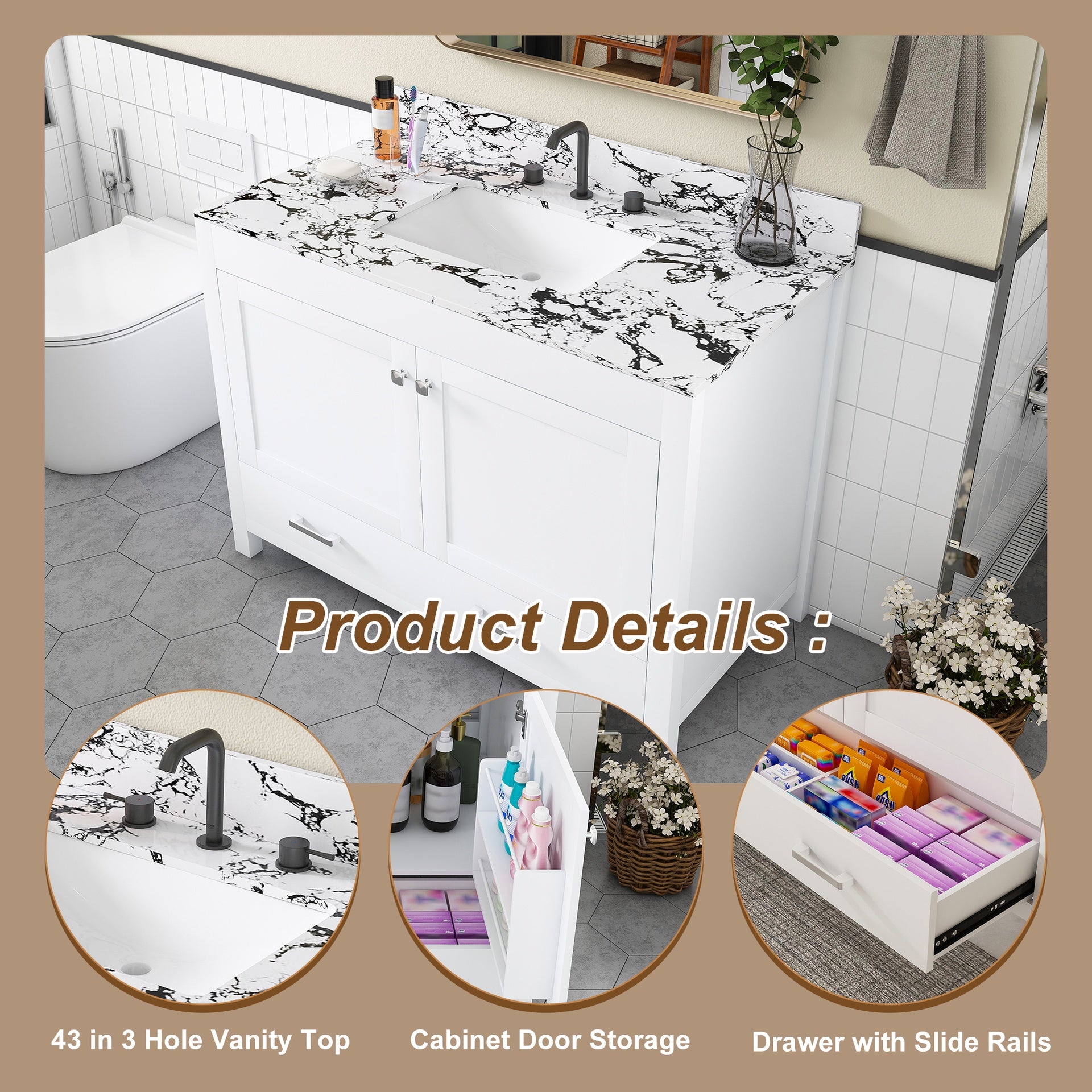 Modern 43"Bathroom Vanity