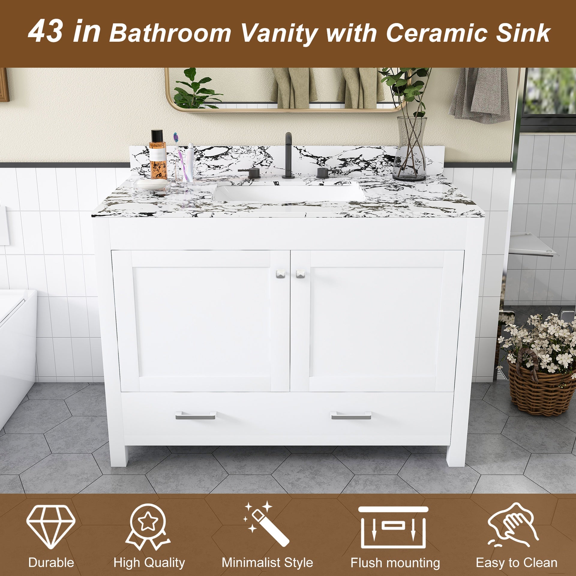 Modern 43"Bathroom Vanity