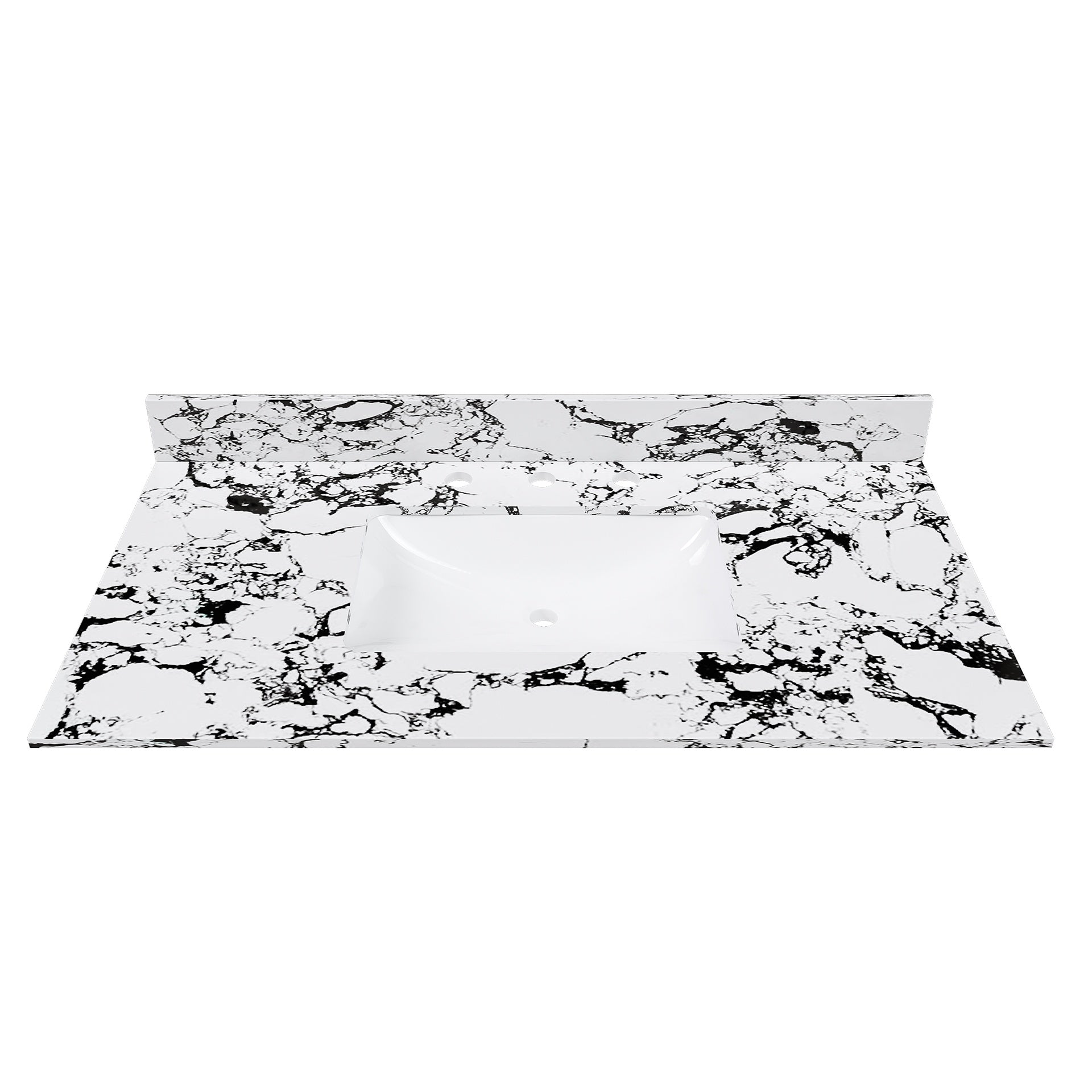 43"x22" Bathroom Vanity Top, with Undermount Ceramic Sink and Backsplash, artificial marble Bathroom Vanity Top with 3 Faucet Holes, New Carrara white and black (only Bathroom Vanity Top)