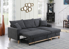 Colton 84.25" Dark Gray Woven Reversible Sleeper Sectional Sofa with Storage Chaise