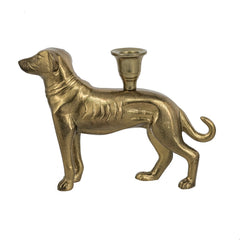 9.4x2x6.5" Decorative Gold Metal Greyhound Taper Holder