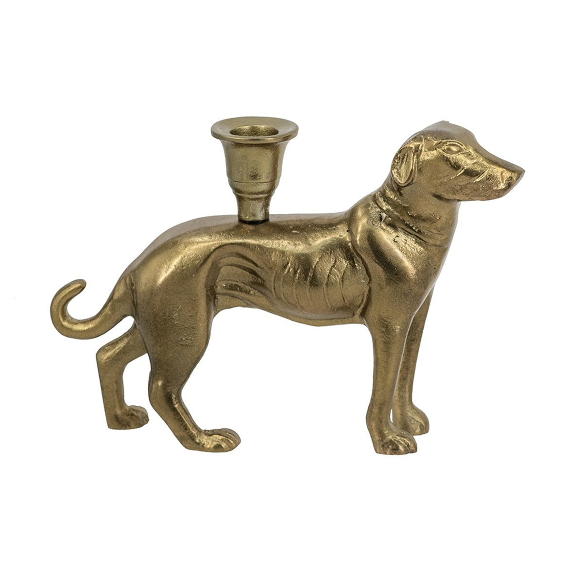 9.4x2x6.5" Decorative Gold Metal Greyhound Taper Holder