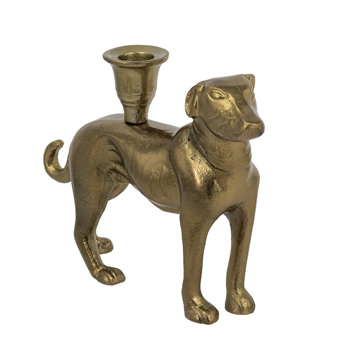 9.4x2x6.5" Decorative Gold Metal Greyhound Taper Holder