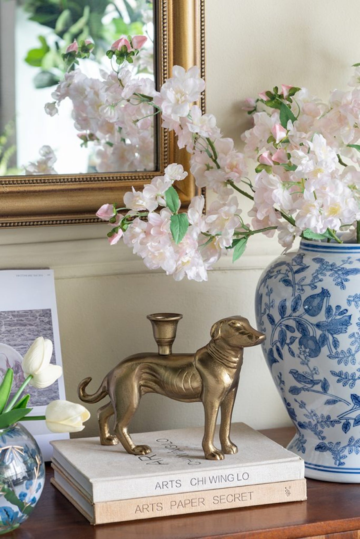 9.4x2x6.5" Decorative Gold Metal Greyhound Taper Holder