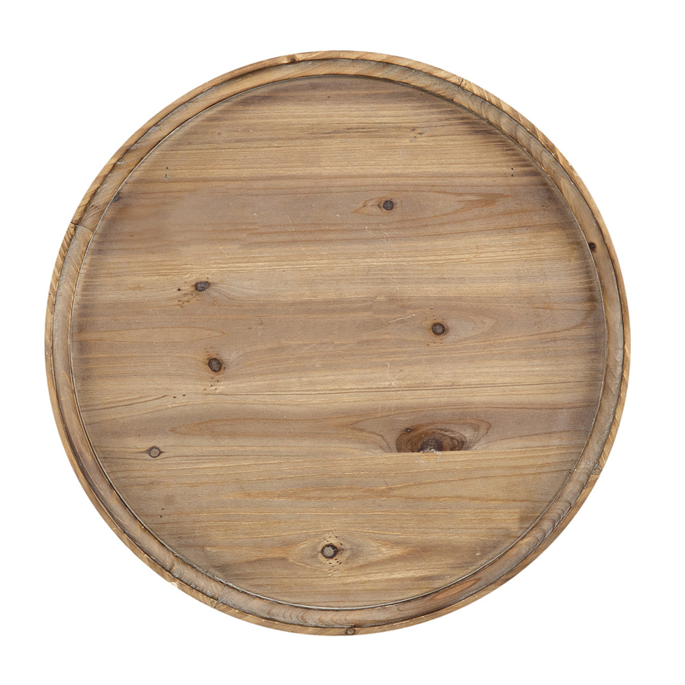 D23.5 x 25" Round 3-Tiered Side Tabel, Natural End Tabel for Lving Room Bedroom Entryway, Brown