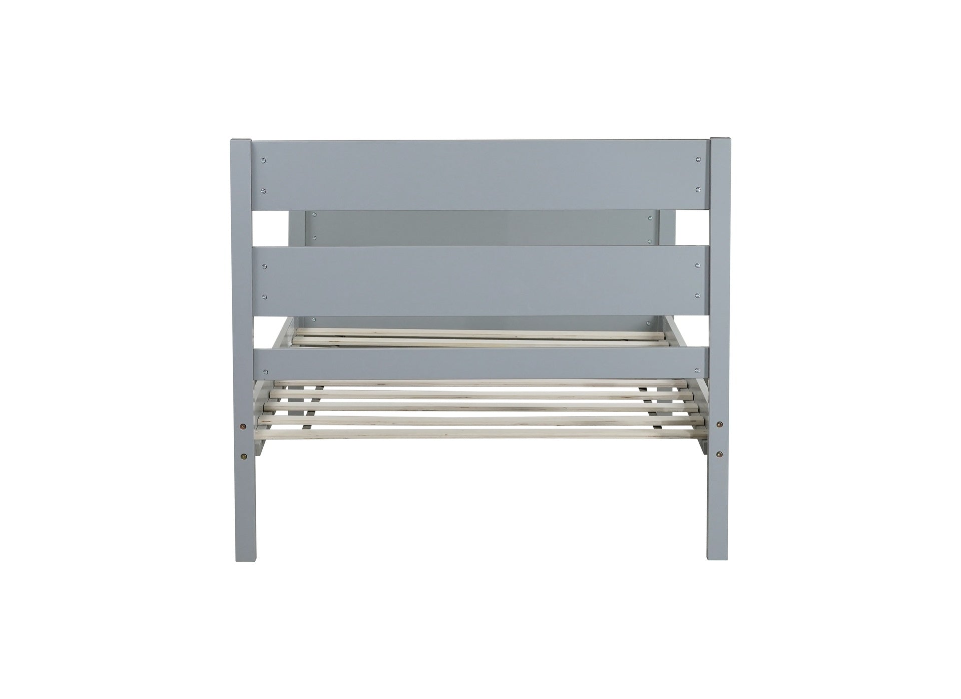 Twin Bed with Headboard and Footboard,Rubber Wood Bed,Grey