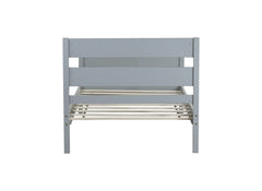 Twin Bed with Headboard and Footboard,Rubber Wood Bed,Grey