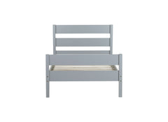 Twin Bed with Headboard and Footboard,Rubber Wood Bed,Grey