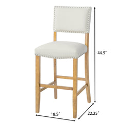Barstools With rivet decoration set of 2 , wood Frame,fabric Sponge cushion and Upholstered Barstools, Bar Chairs for Kitchen Island,Bedroom,Dining Room.