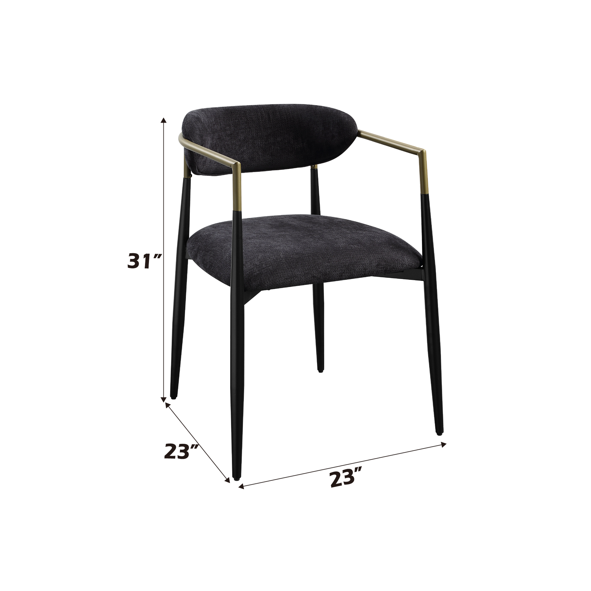 Jaramillo Black Chenille & Black Finish Side Chair (Set of 2)