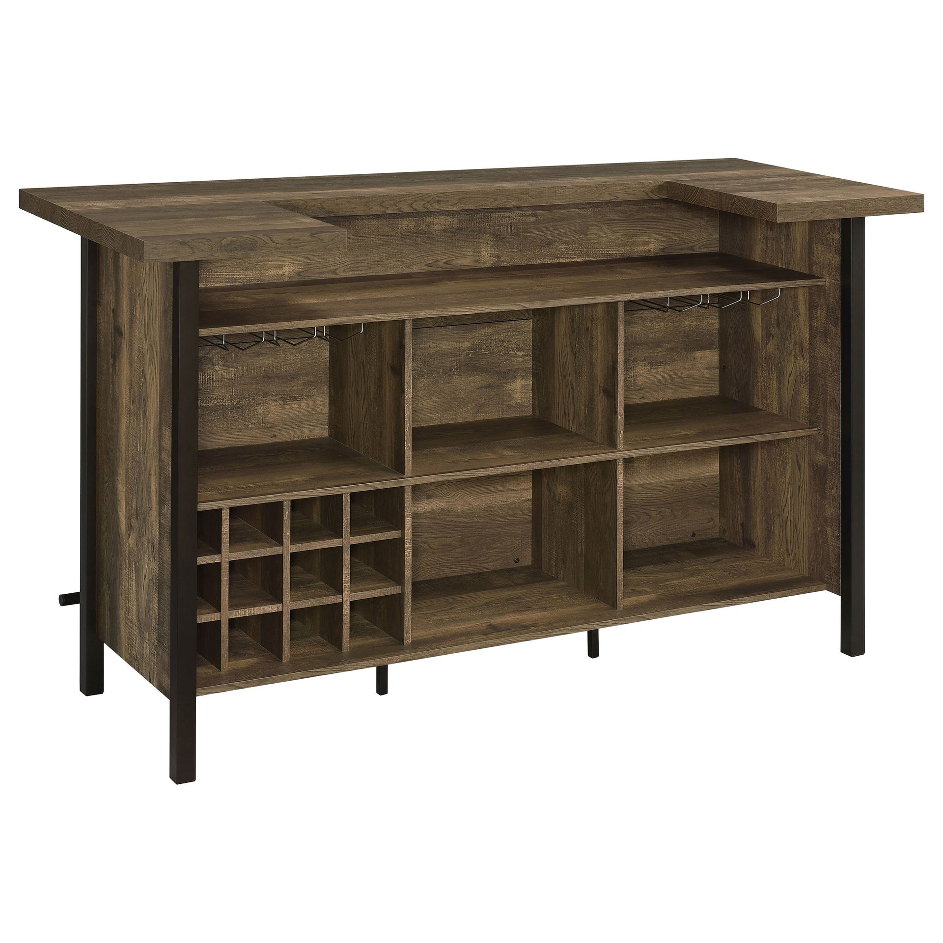 Lampton Rustic Oak Freestanding Home Bar