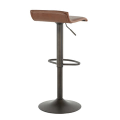 Ale Industrial Barstool in Antique Metal and Brown Faux Leather by LumiSource - Set of 2