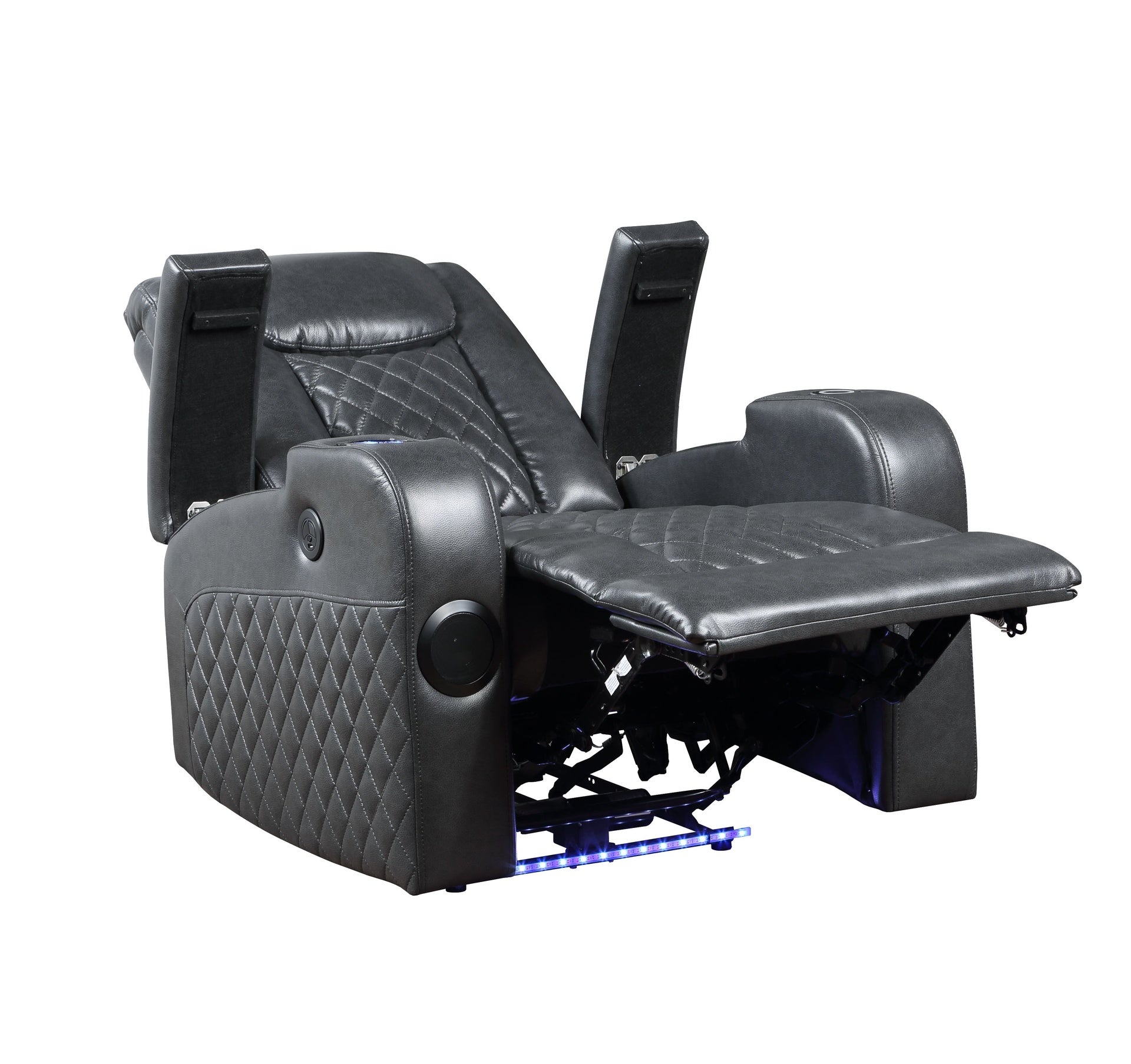 Dark Grey Power Recliner with Bluetooth