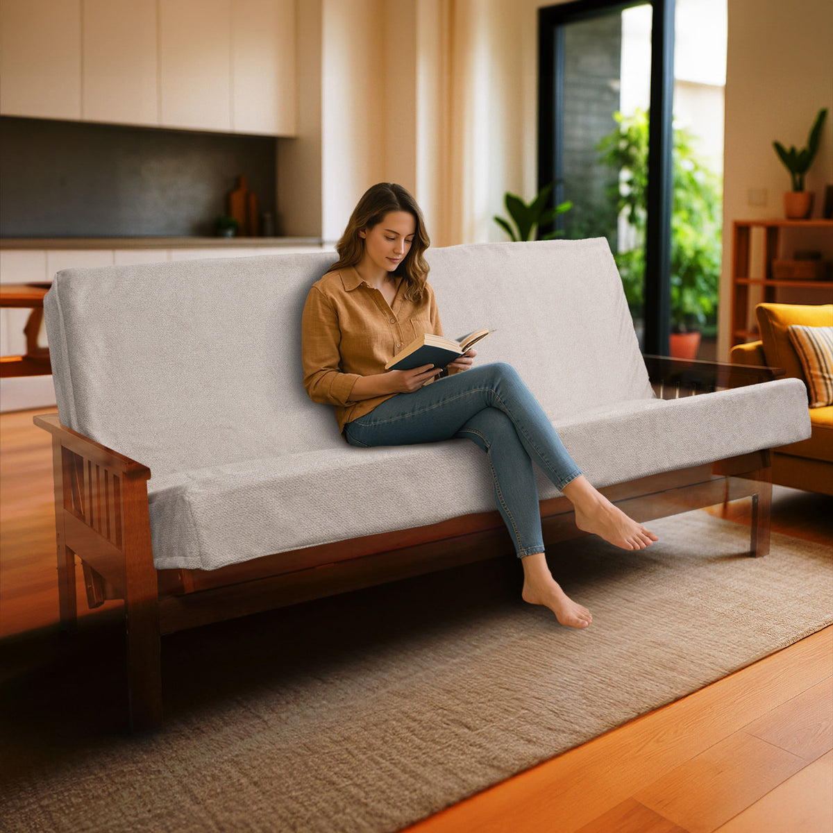 Memory Foam Infused Futon Mattress Full – Washable Removable Cover, Heavy-Duty Zipper, Thick Foldable Sofa Bed Cushion for Guest Room, Apartment, Dorm (Frame NOT Included)