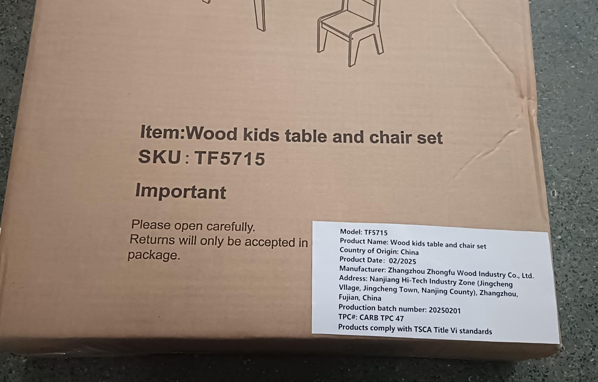 Kids Table Set with One Chair, Wooden Children Study Table, 2-8  Age Kids Funiture , White+Natural