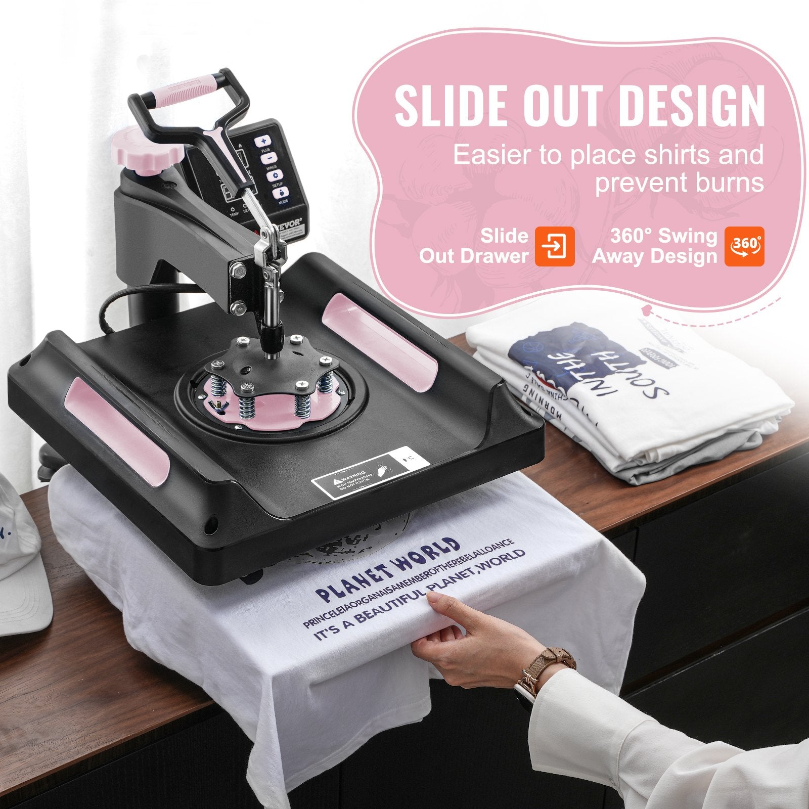 8 in 1 Heat Press Machine 15x15 in 30oz Tumbler Press T-Shirts Black