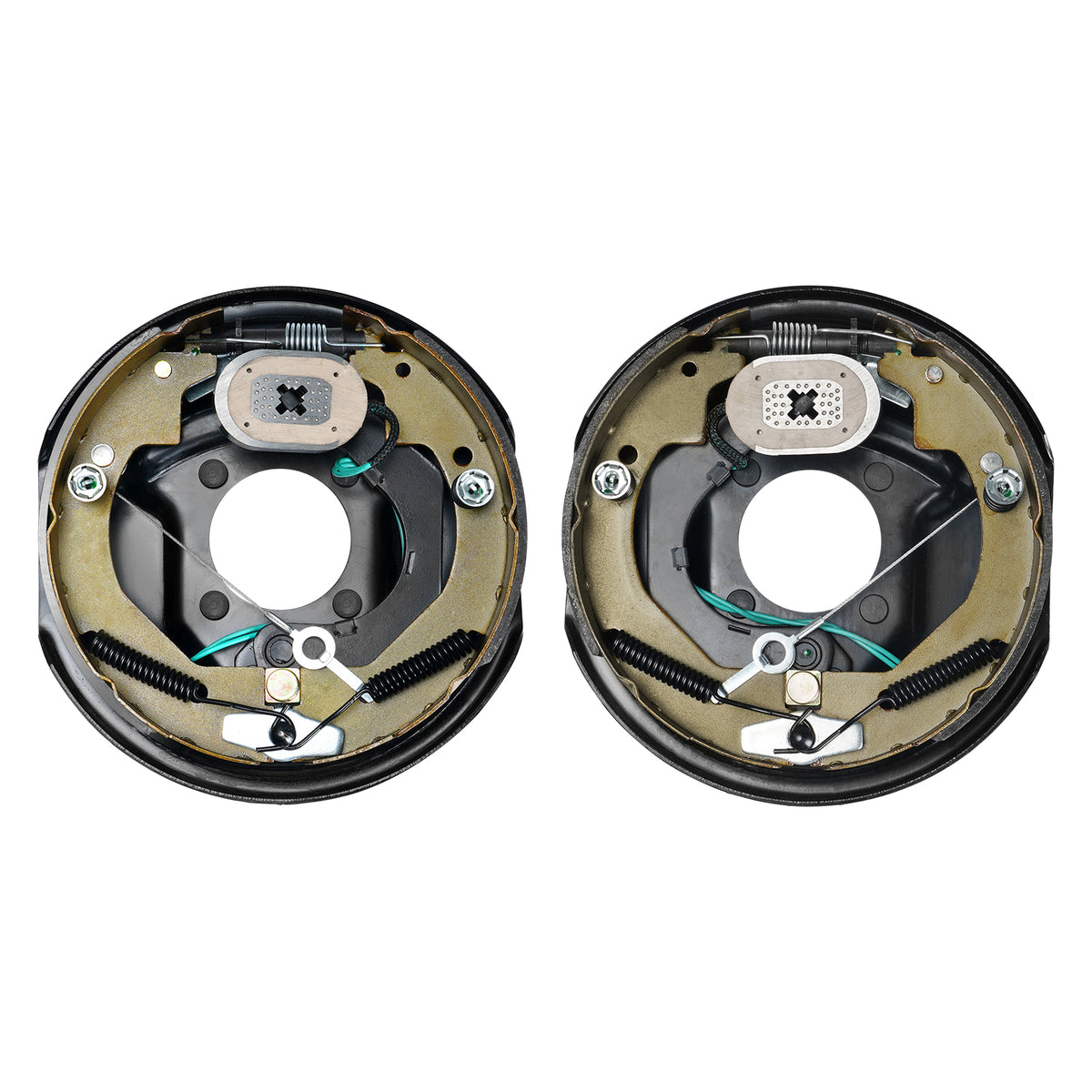Electric Trailer Brake Assembly, 10" x 2.25", 1 Pair Self-Adjusting Electric Brakes Kit for 3500 lbs Axle, 4-Hole Mounting, Backing Plates for Brake System Part Replacement (1 Right + 1 Left)