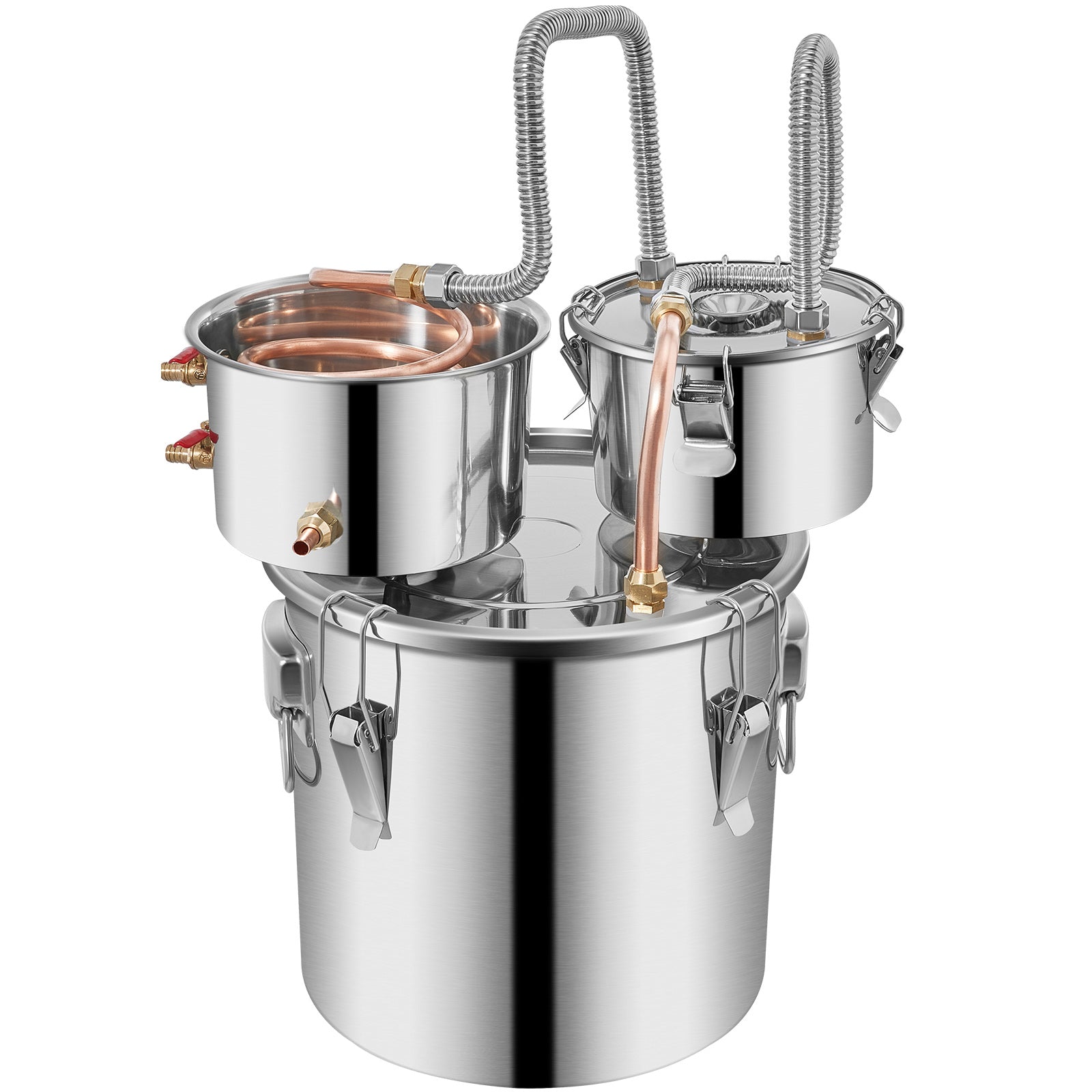 Alcohol Still, 3 Gallon, Stainless Steel Alcohol Distiller with Copper Tube & Build-in Thermometer & Water Pump, Double Thumper Keg Home Brewing Kit, for DIY Whiskey Wine Brandy
