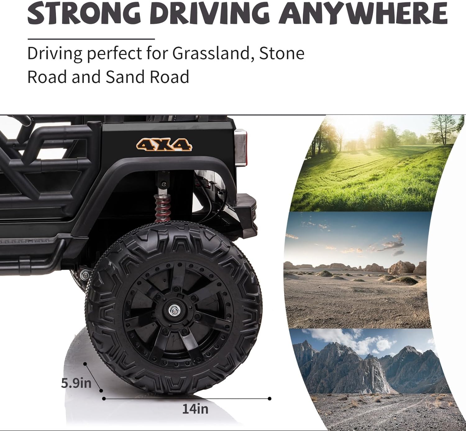 12V Ride on Car Truck with Remote Control, 2 Seater Kids Electric Car, Spring Suspension, 9Ah Battery Powered, 3 Speeds, Double Doors, Music Player