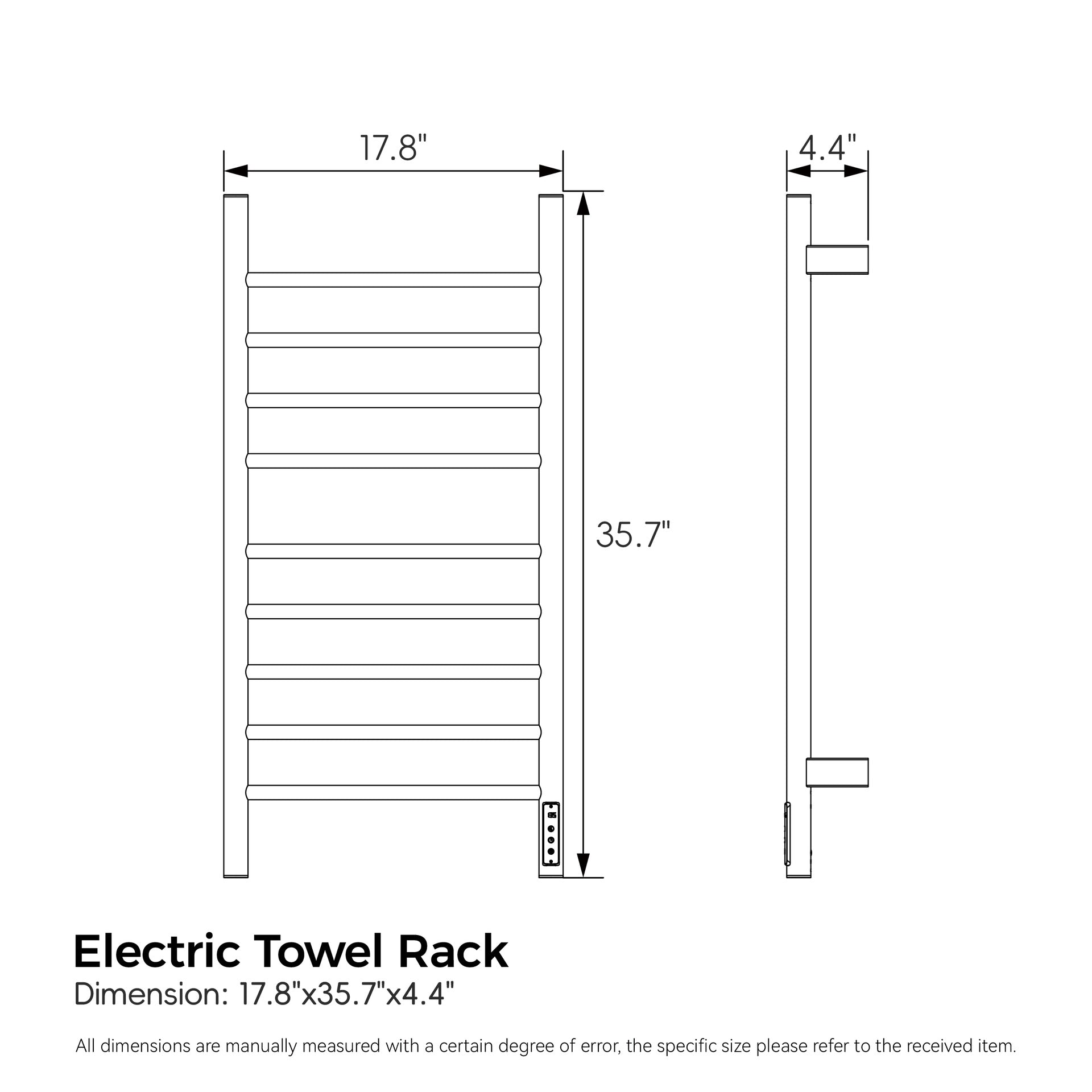 Brushed Nickel  Heated Towel Rack for Bathroom,Wall Mounted with Intelligent Touch Screen Timer, 9-Bar Towel Warmer, 304 Stainless Steel Polished, Plug-in/Hard-Wired