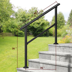 Hand Rails for Outdoor Steps, 3-4 Step Handrail 2 Pack