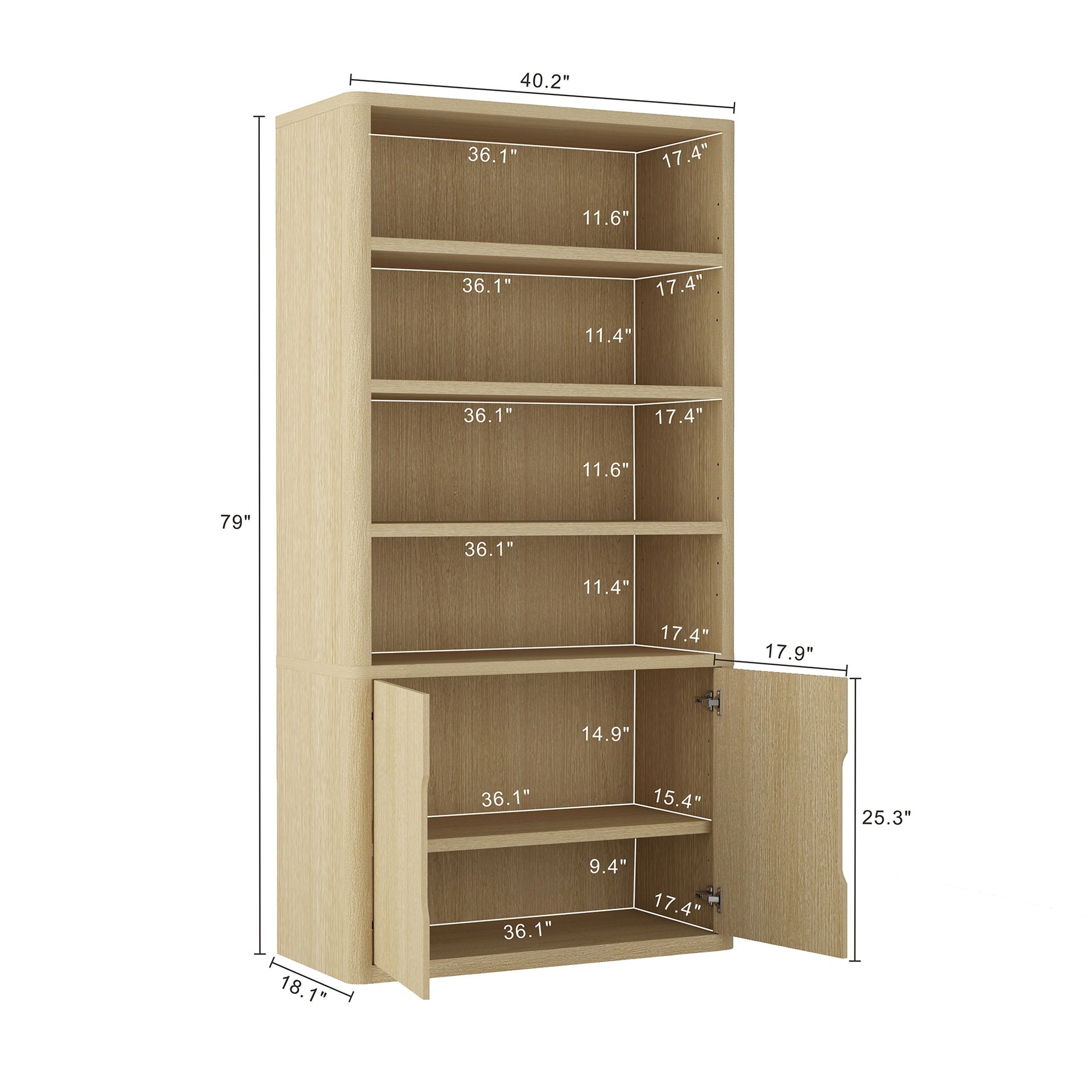 Bookcase Cabinet in Natural Oak