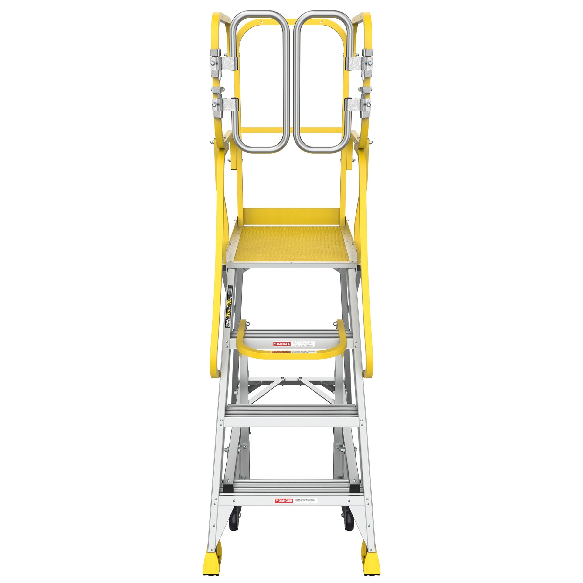 4 Step 375lbs Aluminum Rolling Platform Ladder