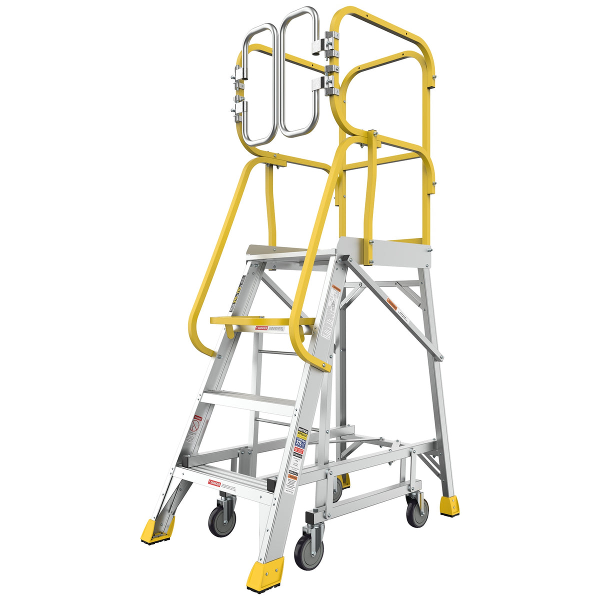 4 Step 375lbs Aluminum Rolling Platform Ladder