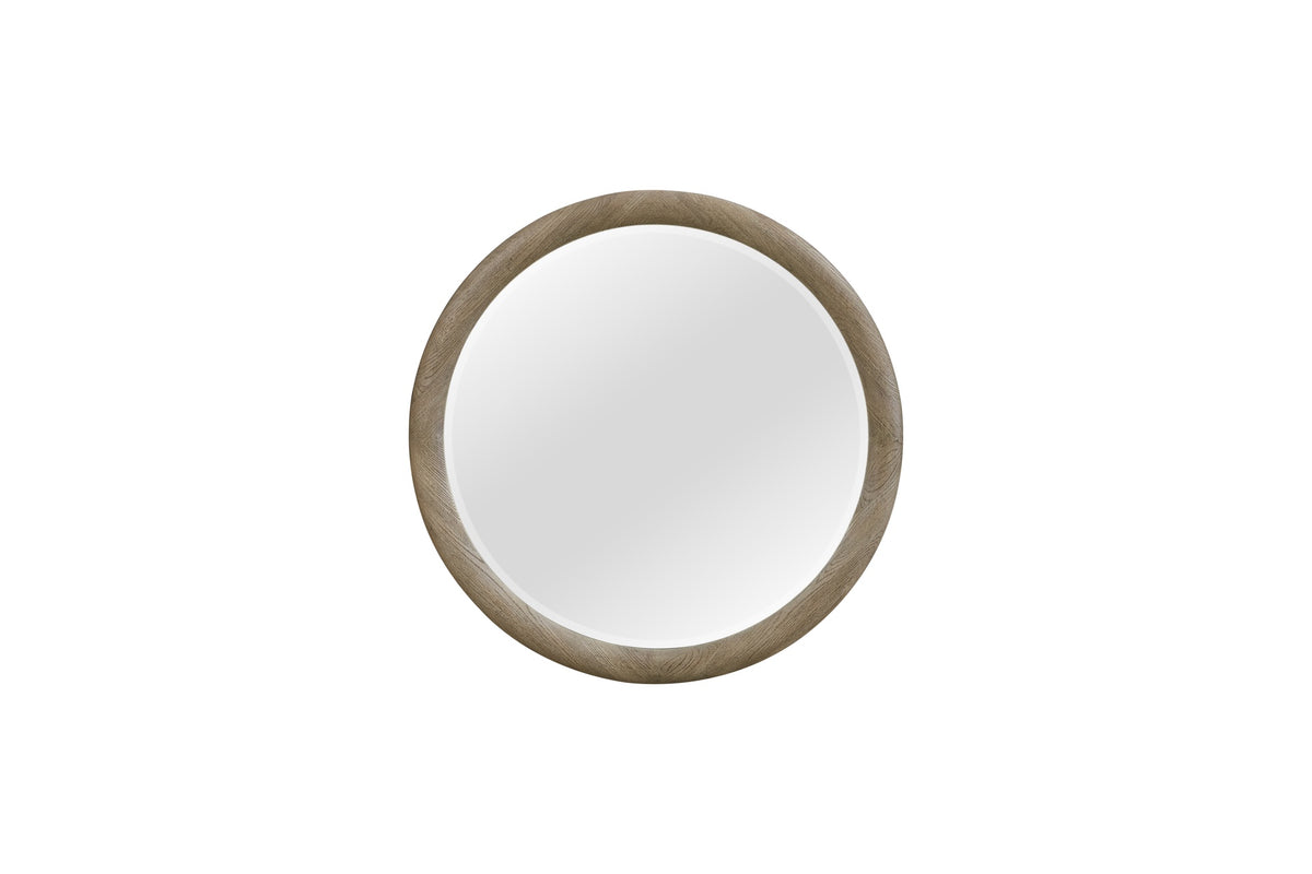 English Knotty Oak Inspired Round Mirror