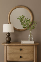 English Knotty Oak Inspired Round Mirror