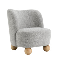 Contemporary Style 1pc Accent Chair Upholstered In Boucle Fabric Ball Feet Curve back Gray Finish Primary Living Room