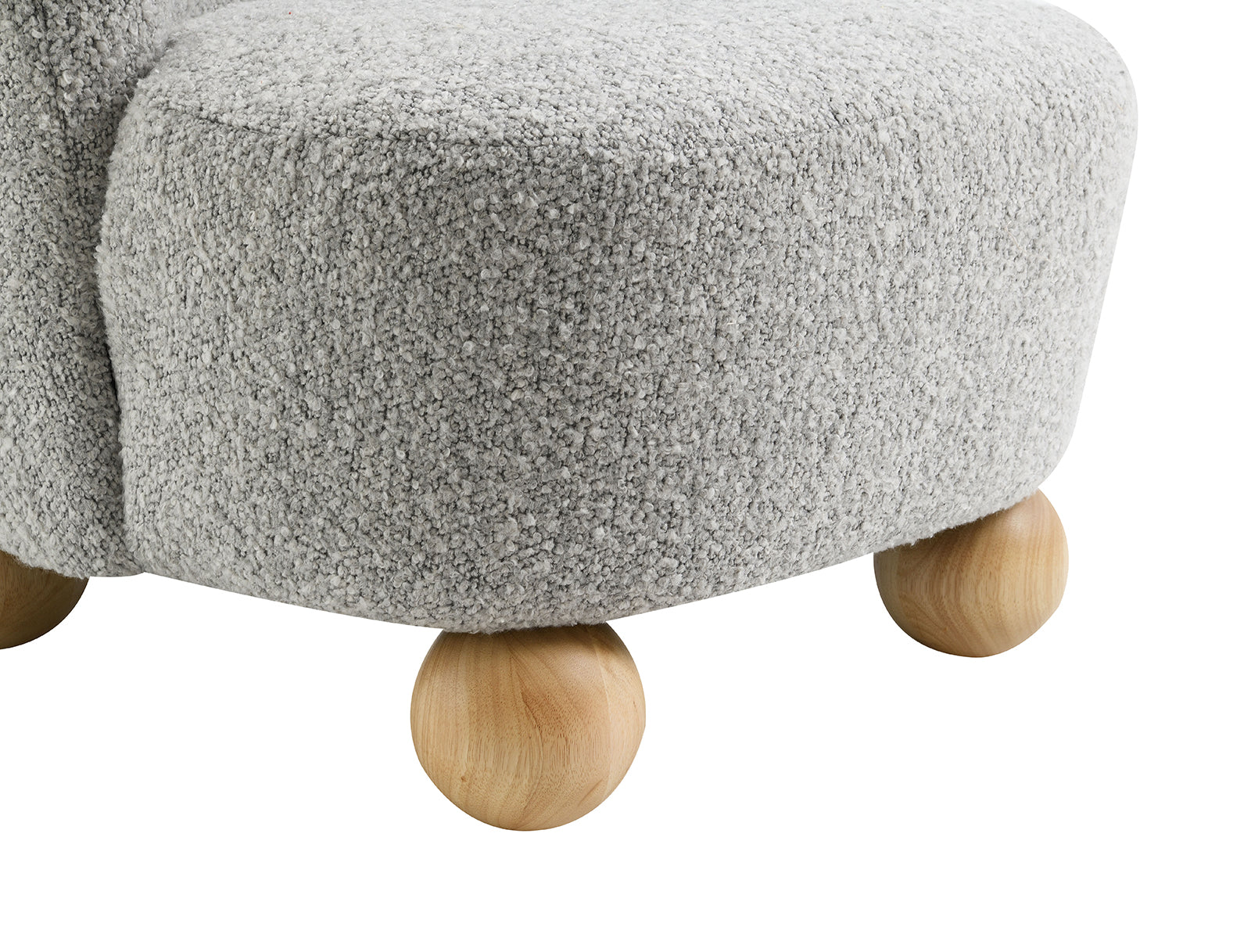 Contemporary Style 1pc Accent Chair Upholstered In Boucle Fabric Ball Feet Curve back Gray Finish Primary Living Room