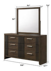 1pc Contemporary Six-Drawer Dresser Rich Wood Finish Rustic Charm Polished Hardware Wooden Furniture Brown