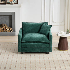 Cloud Sofa Single Seat (Ottoman is not included), Modern Sectional Couch, for Living Room Bedroom and Apartment, Comfy Double Layer Upholstered Seat Cushion, Breathable Chenille Fabric, Green