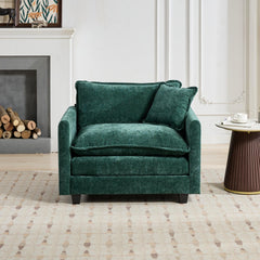 Cloud Sofa Single Seat (Ottoman is not included), Modern Sectional Couch, for Living Room Bedroom and Apartment, Comfy Double Layer Upholstered Seat Cushion, Breathable Chenille Fabric, Green