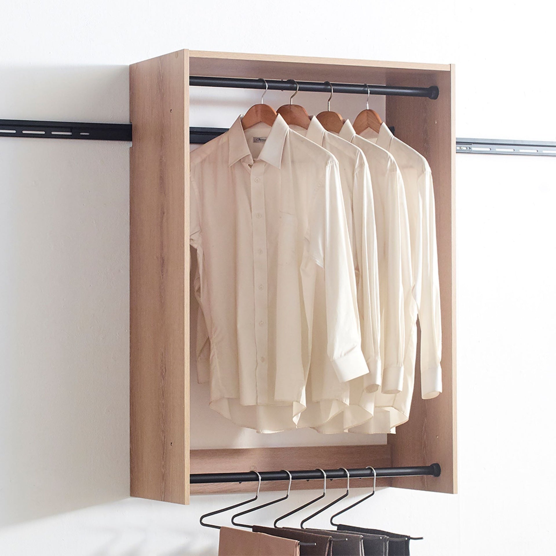 Devi Oak Wall Mounted Wood Closet System