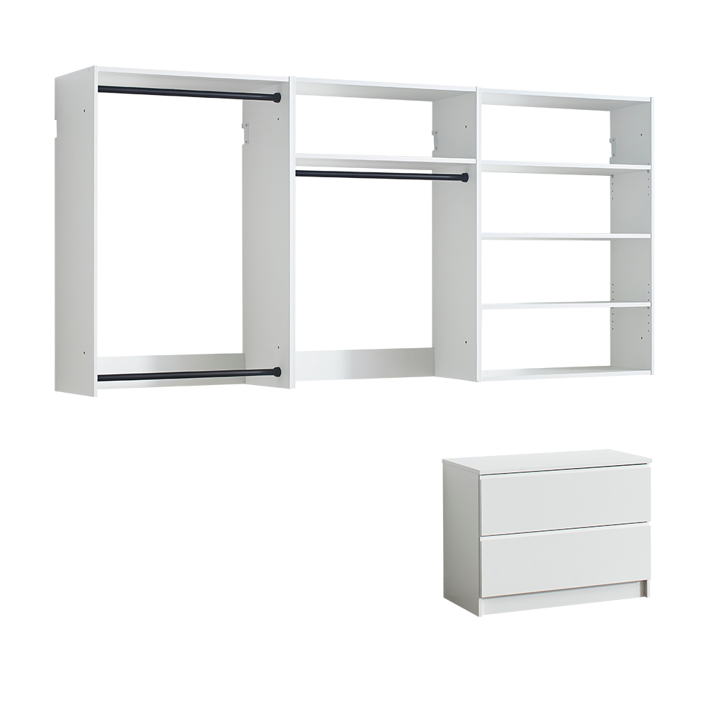 Devi White Wall Mounted Wood Closet System